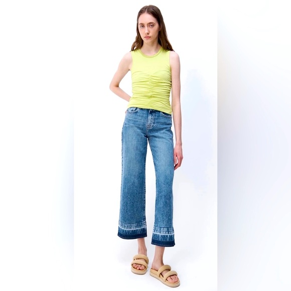 Jonathan Simkhai Kristiana Ruched Bodice Crewneck Tank  Acid Lime NWT - Picture 1 of 16